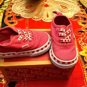 Vans Authentic Elastic pink hearts shoes